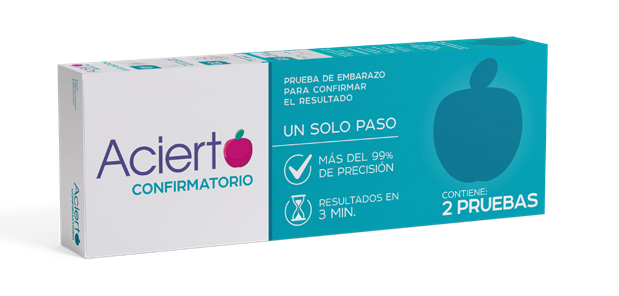 Caja con dos pruebas de embarazo Acierto Confirmatorio